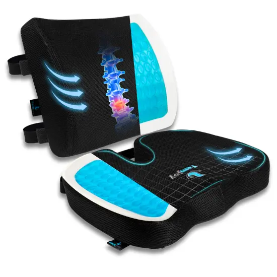 Famjoy ergonomic seat cushion and lumbar support set with cooling gel layer UK